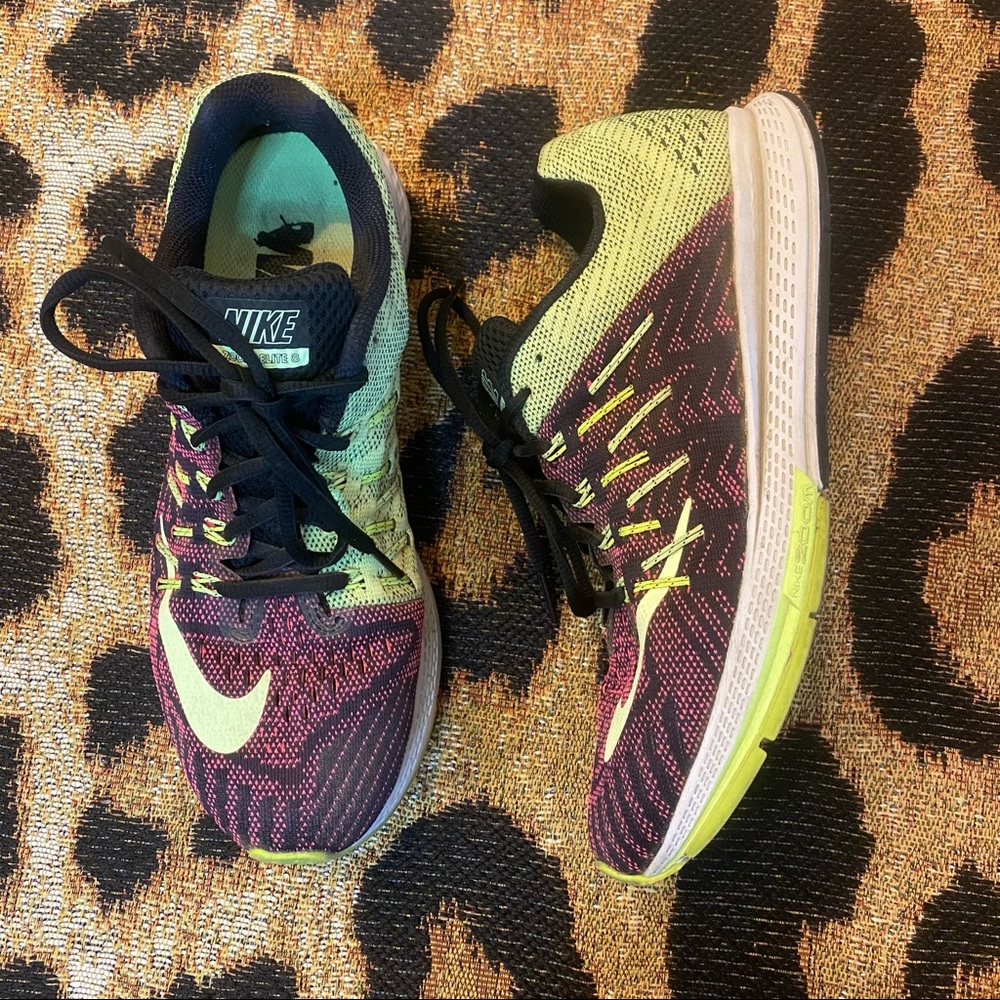 Nike green pink zoom elite 8 Running Shoes